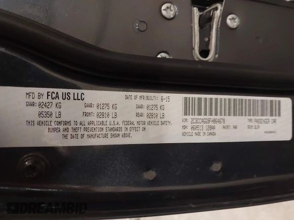 2015 Chrysler 300 with VIN 2C3CCAGG9FH864678, listed as a IAAI auction lot 41812118 with 107,873 mi miles. Bid and sale history available at carsss.com. Image 9.