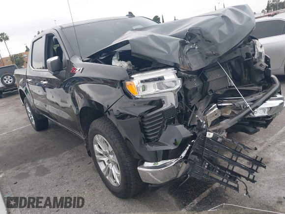 2024 Chevrolet Silverado 1500 LTZ with VIN 1GCUDGEL3RZ105870, listed as a IAAI auction lot 41681311 with 7,421 mi miles and . Bid and sale history available at DreamBid. Image 1.