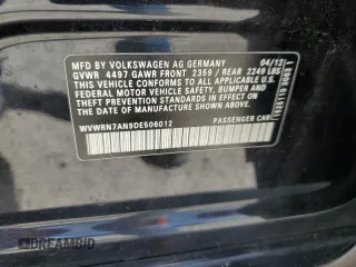 2013 Volkswagen CC Lux with VIN WVWRN7AN9DE506012, listed as a Copart auction lot 68066574 with 125,787 mi miles and Salvage Title. Bid and sale history available at carsss.com. Image 13.