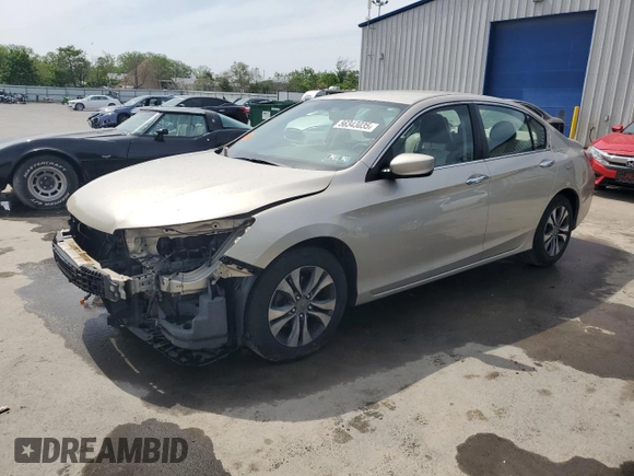 2013 Honda Accord LX z VIN 1HGCR2F3XDA137111, wystawiony jako Copart lot #56343035 z przebiegiem 125 477 mil mil oraz Szkoda całkowita • Salvage title. Historia ofert i sprzedaży dostępna na DreamBid. Obrazek 1.