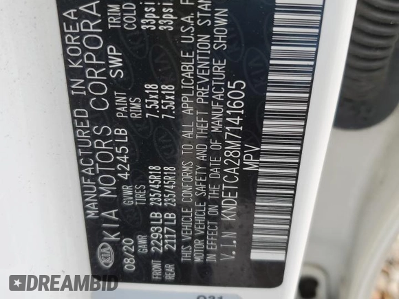 2021 Kia Seltos SX z VIN KNDETCA28M7141605, wystawiony jako Copart lot #48592005 z przebiegiem 64 088 mil mil oraz Szkoda całkowita • Salvage title. Historia ofert i sprzedaży dostępna na DreamBid. Obrazek 14.