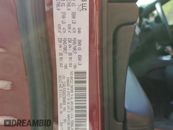 2017 Jeep Grand Cherokee Laredo with VIN 1C4RJFAG8HC940849, listed as a Copart auction lot 59868025 with 111,743 mi miles and Salvage title. Bid and sale history available at DreamBid. Image 13.