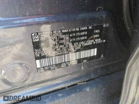 2023 Toyota RAV4 Hybrid XSE with VIN 2T3E6RFV9PW039963, listed as a Copart auction lot 57594335 with 27,486 mi miles and Salvage title. Bid and sale history available at DreamBid. Image 13.