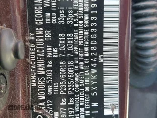 2013 Kia Sorento SX with VIN 5XYKW4A28DG333190, listed as a Copart auction lot 50872625 with 122,121 mi miles and Salvage Title. Bid and sale history available at carsss.com. Image 13.