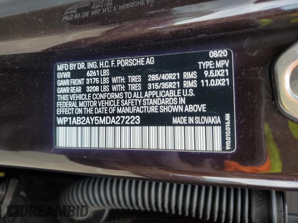 2021 Porsche Cayenne S с VIN WP1AB2AY5MDA27223, выставлен на аукционе Copart как лот 56002375 с пробегом 29 180 миль миль и Списание • Salvage title. История ставок и продаж доступна на DreamBid. Изображение 13.