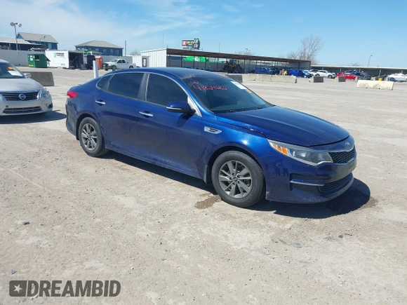 2016 Kia Optima LX Turbo with VIN 5XXGT4L13GG030586, listed as a IAAI auction lot 41824682 with 147,401 mi miles. Bid and sale history available at carsss.com. Image 1.