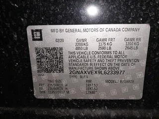 2020 Chevrolet Equinox LT with VIN 2GNAXVEX9L6233977, listed as a IAAI auction lot 41639717 with 39,162 mi miles. Bid and sale history available at carsss.com. Image 9.