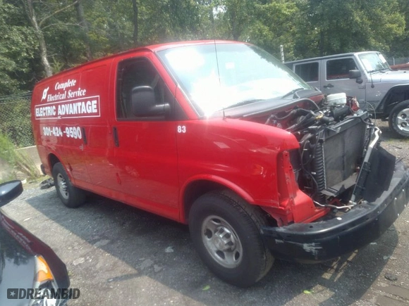 2015 Chevrolet Express Cargo Van with VIN 1GCWGFCG0F1144488, listed as a IAAI auction lot 37069299 with 1 mi miles. Bid and sale history available at carsss.com. Image 1.