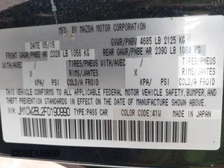 2015 Mazda 5 Sport with VIN JM1CW2BL2F0190990, listed as a IAAI auction lot 42532210 with 98,528 mi miles and . Bid and sale history available at DreamBid. Image 9.