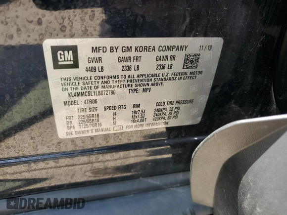 2020 Buick Encore GX Preferred z VIN KL4MMCSL1LB072780, wystawiony jako Copart lot #64577805 z przebiegiem 44 181 mil mil oraz Szkoda całkowita • Salvage title. Historia ofert i sprzedaży dostępna na DreamBid. Obrazek 13.