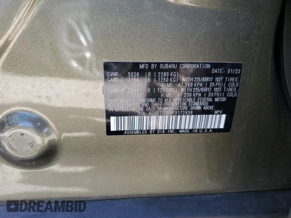 2023 Subaru Outback Wilderness with VIN 4S4BTGUD5P3172938, listed as a Copart auction lot 52892625 with 25,515 mi miles and Salvage title. Bid and sale history available at DreamBid. Image 15.