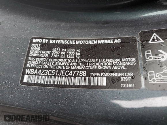 2018 BMW 4 Series 430i xDrive with VIN WBA4Z3C51JEC47788, listed as a Copart auction lot 50137095 with 80,447 mi miles and Salvage Title. Bid and sale history available at DreamBid. Image 12.