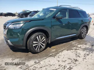 2024 Nissan Pathfinder Platinum with VIN 5N1DR3DK1RC266834, listed as a Copart auction lot 52101895 with 2,046 mi miles and Salvage title. Bid and sale history available at DreamBid. Image 1.