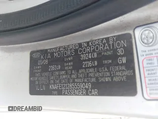 2008 Kia Spectra EX z VIN KNAFE121285559049, wystawiony jako IAAI lot #42364961 z przebiegiem 144 143 mil mil oraz . Historia ofert i sprzedaży dostępna na DreamBid. Obrazek 9.