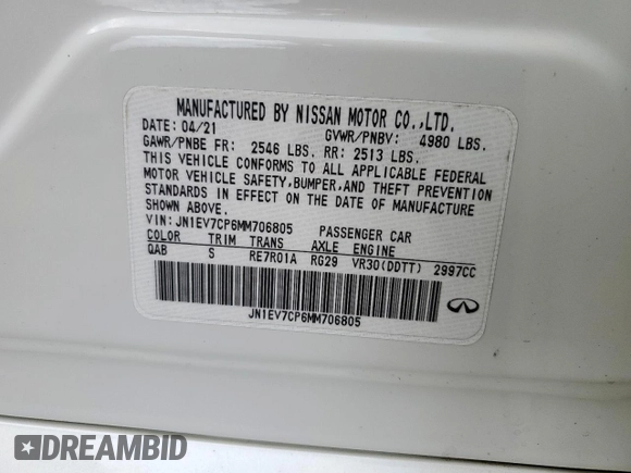 2021 Infiniti Q50 Signature Edition z VIN JN1EV7CP6MM706805, wystawiony jako Copart lot #64873545 z przebiegiem 19 038 mil mil oraz Czysty tytuł • Clean title. Historia ofert i sprzedaży dostępna na DreamBid. Obrazek 12.
