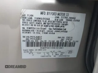 2005 Ford Five Hundred SE z VIN 1FAFP23115G121341, wystawiony jako IAAI lot #42027397 z przebiegiem 110 851 mil mil oraz . Historia ofert i sprzedaży dostępna na DreamBid. Obrazek 9.