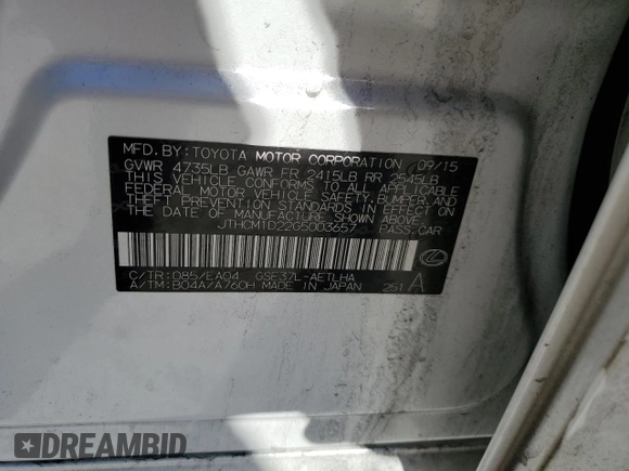 2016 Lexus IS 300/350 with VIN JTHCM1D22G5003657, listed as a Copart auction lot 46746135 with 127,331 mi miles and Salvage Title. Bid and sale history available at DreamBid. Image 13.