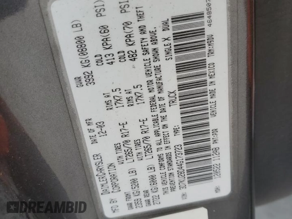2004 Dodge 2500 SLT z VIN 3D7KU28D44G173723, wystawiony jako Copart lot #52276105 z przebiegiem 130 097 mil mil oraz Czysty tytuł • Clean title. Historia ofert i sprzedaży dostępna na DreamBid. Obrazek 12.