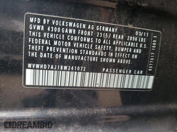 2011 Volkswagen GTI PZEV z VIN WVWHD7AJ1BW241072, wystawiony jako Copart lot #73080964 z przebiegiem 83 749 mil mil oraz Szkoda całkowita • Salvage title. Historia ofert i sprzedaży dostępna na DreamBid. Obrazek 14.