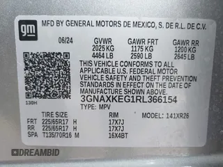 2024 Chevrolet Equinox LT with VIN 3GNAXKEG1RL366154, listed as a IAAI auction lot 42305732 with 23,334 mi miles and . Bid and sale history available at DreamBid. Image 9.