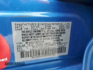 2022 Nissan Sentra SV with VIN 3N1AB8CV7NY253708, listed as a Copart auction lot 50568645 with 48,567 mi miles and Non Repairable. Bid and sale history available at carsss.com. Image 14.
