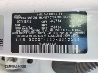 2019 Kia Optima LX z VIN 5XXGT4L30KG312534, wystawiony jako Copart lot #56564075 z przebiegiem 111 012 mil mil oraz Szkoda całkowita • Salvage title. Historia ofert i sprzedaży dostępna na DreamBid. Obrazek 13.