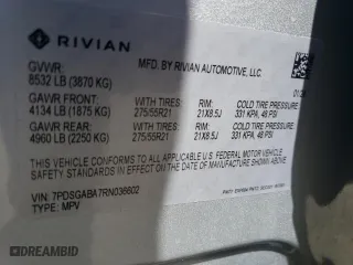 2024 Rivian R1S Adventure with VIN 7PDSGABA7RN036602, listed as a Copart auction lot 67867944 with 1,006 mi miles and Salvage Title. Bid and sale history available at carsss.com. Image 13.