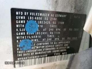 2017 Volkswagen Tiguan S z VIN WVGAV7AX6HK016340, wystawiony jako Copart lot #52073245 z przebiegiem 175 069 mil mil oraz Tytuł czysty. Historia ofert i sprzedaży dostępna na DreamBid. Obrazek 13.