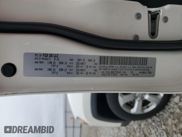 2019 Jeep Compass Latitude z VIN 3C4NJDBB5KT595474, wystawiony jako Copart lot #57227675 z przebiegiem 82 508 mil mil oraz Nie do naprawy • Non repairable. Historia ofert i sprzedaży dostępna na DreamBid. Obrazek 12.