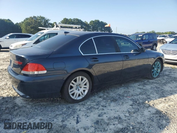 2002 BMW 7 Series 745i with VIN WBAGL63472DP60376, listed as a Copart auction lot 65286175 with 174,628 mi miles and Clean title. Bid and sale history available at DreamBid. Image 3.