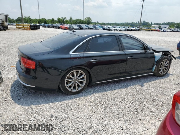 2012 Audi A8 with VIN WAURVAFDXCN026781, listed as a Copart auction lot 59197615 with 160,567 mi miles and Salvage title. Bid and sale history available at DreamBid. Image 3.