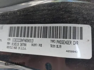 2015 Chrysler 200 C with VIN 1C3CCCCBXFN650313, listed as a IAAI auction lot 42118312 with 255,710 mi miles. Bid and sale history available at carsss.com. Image 9.