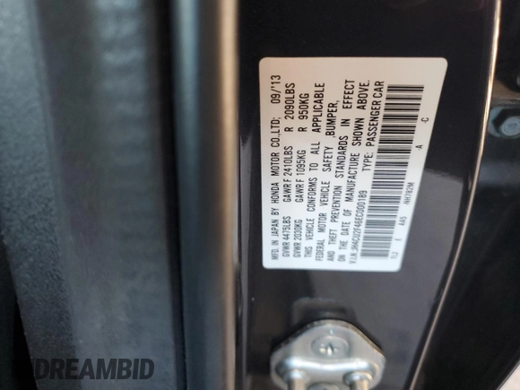 2014 Acura TSX z VIN JH4CU2F46EC000189, wystawiony jako Copart lot #84846244 z przebiegiem 105 399 mil mil oraz Szkoda całkowita • Salvage title. Historia ofert i sprzedaży dostępna na DreamBid. Obrazek 12.