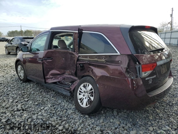 2014 Honda Odyssey LX with VIN 5FNRL5H29EB133074, listed as a Copart auction lot 52322725 with 44,804 mi miles and Salvage Title. Bid and sale history available at DreamBid. Image 2.