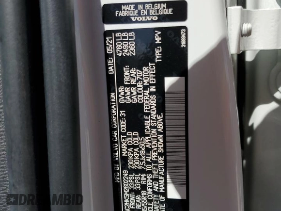 2021 Volvo XC40 Momentum z VIN YV4AC2HK5M2602249, wystawiony jako Copart lot #76351684 z przebiegiem Nie podano mil oraz Nie do naprawy • Non repairable. Historia ofert i sprzedaży dostępna na DreamBid. Obrazek 14.