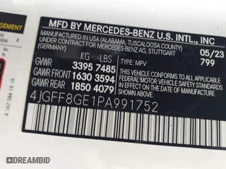 2023 Mercedes-Benz GLS with VIN 4JGFF8GE1PA991752, listed as a IAAI auction lot 41202307 with 20,104 mi miles. Bid and sale history available at carsss.com. Image 9.