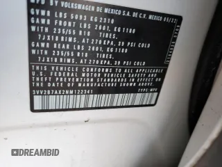 2022 Volkswagen Tiguan SE with VIN 3VV2B7AX2NM122341, listed as a Copart auction lot 86706564 with 27,709 mi miles and Salvage title. Bid and sale history available at DreamBid. Image 13.