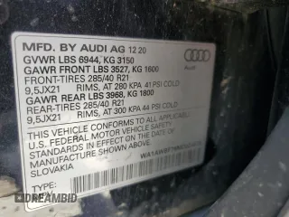 2021 Audi SQ7 Premium Plus z VIN WA1AWBF76MD024878, wystawiony jako Copart lot #57064045 z przebiegiem 65 399 mil mil oraz Tytuł czysty. Historia ofert i sprzedaży dostępna na DreamBid. Obrazek 12.