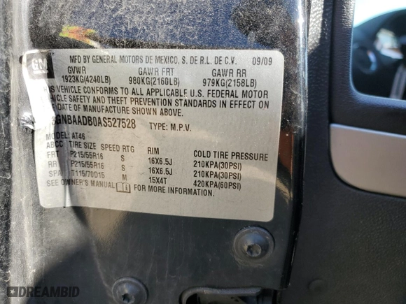 2010 Chevrolet HHR LS with VIN 3GNBAADB0AS527528, listed as a Copart auction lot 47563605 with NaN miles and Salvage Title. Bid and sale history available at carsss.com. Image 14.