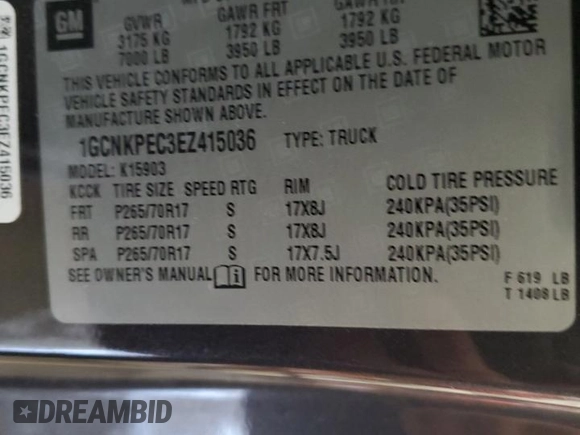 2014 Chevrolet Silverado 1500 Work Truck with VIN 1GCNKPEC3EZ415036, listed as a Copart auction lot 50088445 with 131,028 mi miles and Salvage Title. Bid and sale history available at DreamBid. Image 12.