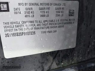 2015 Chevrolet Impala LTZ with VIN 2G1165S35F9107236, listed as a IAAI auction lot 41793533 with 207,584 mi miles. Bid and sale history available at carsss.com. Image 9.