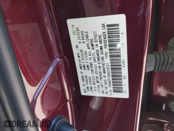 2016 Acura TLX V6 z VIN 19UUB2F32GA008292, wystawiony jako IAAI lot #41730684 z przebiegiem 79 127 mil mil oraz . Historia ofert i sprzedaży dostępna na DreamBid. Obrazek 9.