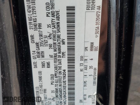 2014 Ford Escape SE с VIN 1FMCU9GXXEUE19204, выставлен на аукционе Copart как лот 61848115 с пробегом 116 746 миль миль и Чистый • Clean title. История ставок и продаж доступна на DreamBid. Изображение 13.