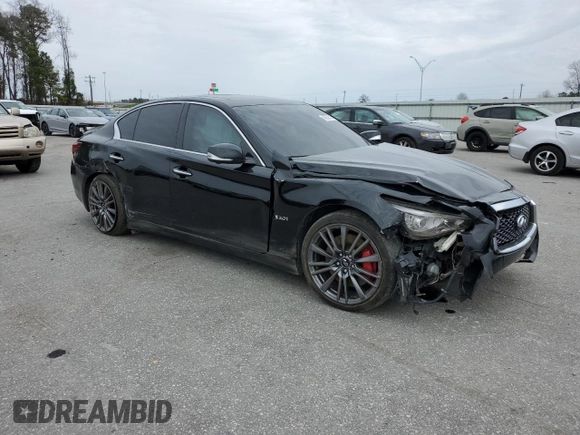 2018 Infiniti Q50 RED SPORT 400 with VIN JN1FV7AR5JM481734, listed as a Copart auction lot 48287625 with 0 mi miles and Salvage Title. Bid and sale history available at carsss.com. Image 4.