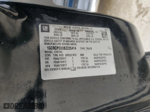 2011 Chevrolet Silverado 1500 Work Truck with VIN 1GCRCPEX0BZ235414, listed as a Copart auction lot 44614585 with 248,466 mi miles and Salvage Title. Bid and sale history available at DreamBid. Image 13.
