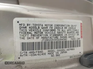 1997 Toyota Camry LE with VIN JT2BG22K4V0084080, listed as a IAAI auction lot 42566043 with 167,774 mi miles and . Bid and sale history available at DreamBid. Image 9.