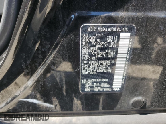 2018 Infiniti QX80 with VIN JN8AZ2NE9J9192420, listed as a Copart auction lot 71944594 with 74,376 mi miles and Salvage Title. Bid and sale history available at carsss.com. Image 13.