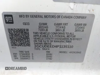 2023 Chevrolet Silverado 1500 RST with VIN 2GCUDEED4P1135110, listed as a IAAI auction lot 41169626 with 51,170 mi miles. Bid and sale history available at carsss.com. Image 9.