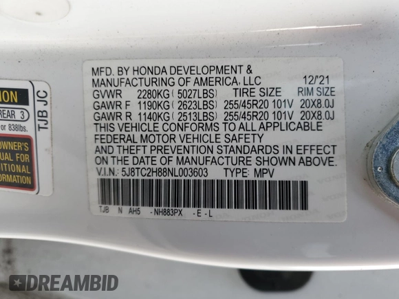 2022 Acura RDX PMC Edition with VIN 5J8TC2H88NL003603, listed as a Copart auction lot 41816275 with 120,102 mi miles and Salvage Title. Bid and sale history available at carsss.com. Image 14.
