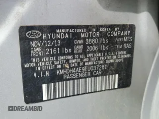 2014 Hyundai Elantra SE с VIN KMHDH4AE9EU037281, выставлен на аукционе Copart как лот 57853055 с пробегом 124 338 миль миль и Чистый • Clean title. История ставок и продаж доступна на DreamBid. Изображение 12.